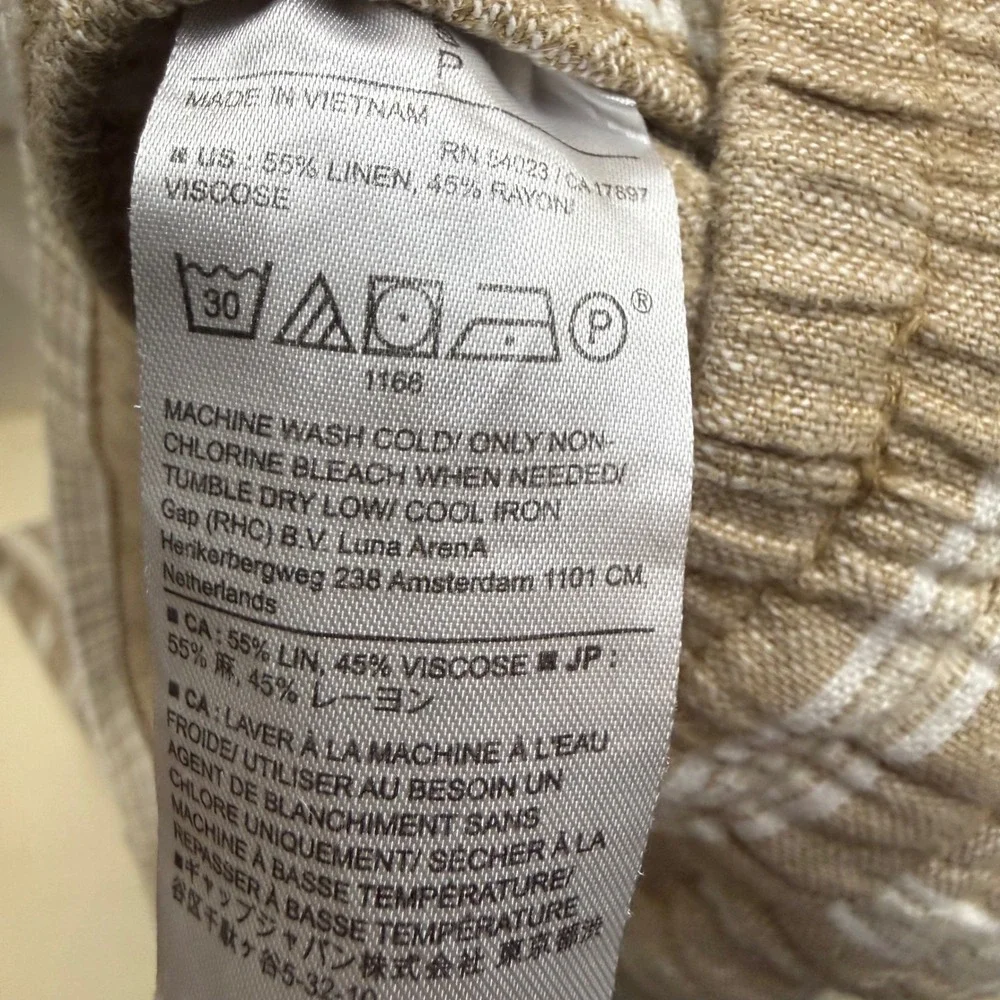 Banana Republic Linen Blend Wide Leg Crop Pants Sz S Coastal Boho Resort Neutral
